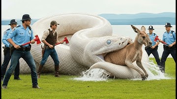 Heroic Rescue Team Saves Poor Kangaroo  from the Greedy Giant White Python Attack 🦘🐍