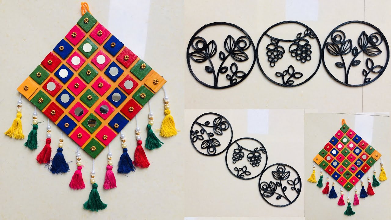 2 unique wall hanging ideas Best out of waste Newspaper and cardboard craft YouTube