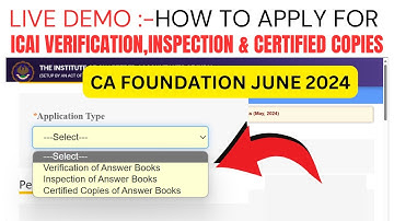 live Demo :- How to Apply ICAI verification,Inspection,Certified Copies CA foundation June 2024 Exam