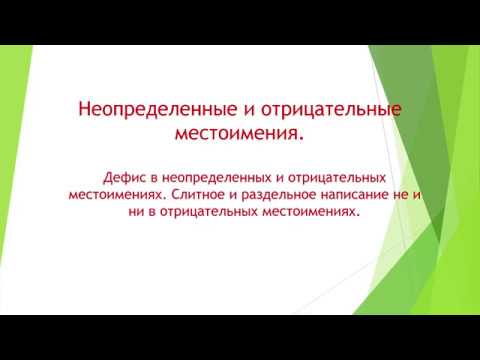 6 класс. Неопределённые отрицательные местоимения; дефис в неопределённых местоимениях.