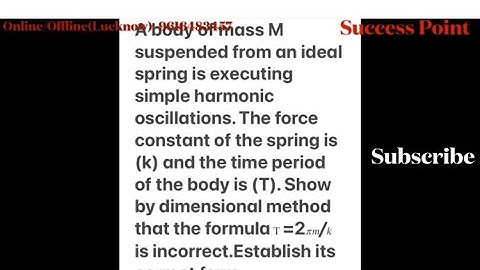 A body of mass m suspended from an ideal spring/formula derivation/ dimensional analysis class 11