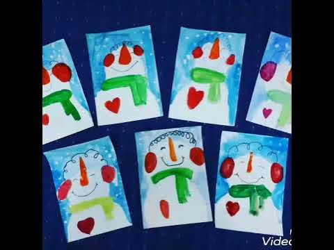 Сніговик.Зимове малювання. - YouTube