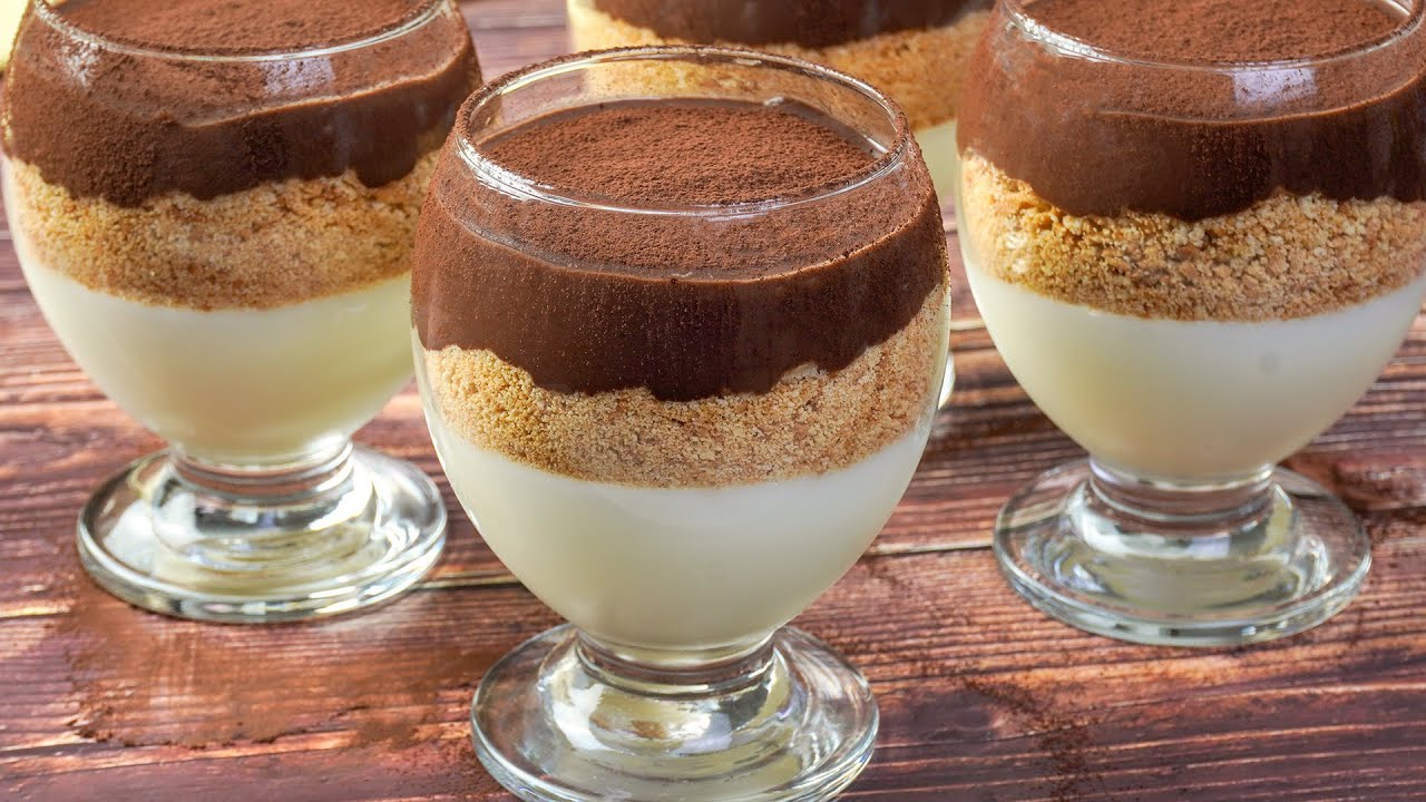 تحلية راقية نصف فانيلا نصف شوكولاتة و بمكونات متوفرة