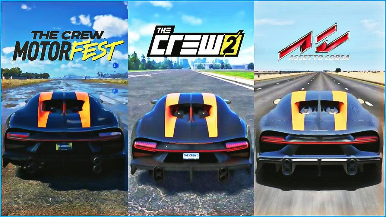 Bugatti Chiron Supersport 300+ Top Speed in Motorfast Vs The Crew 2 Vs Assetto Corsa & Real Life