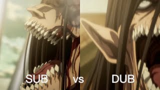 Eren's Scream Sub vs Dub