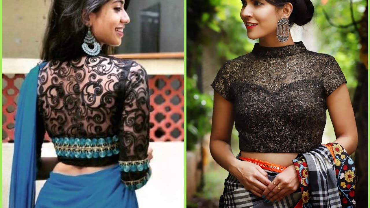 Latest black net blouse designs for sarees - YouTube
