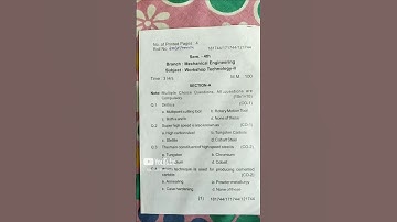 4 th Semester Mechanical engineering Paper Workshop technology - || Paper #hsbte #paper #mechanical