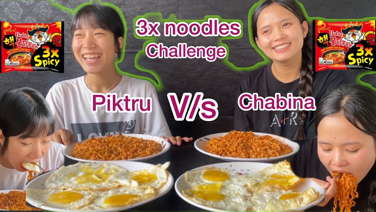 3x noodles challenge with Chalbina😋😋