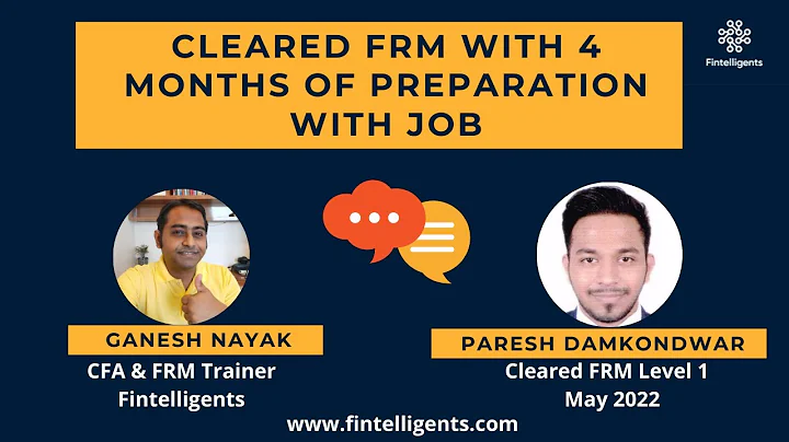 Cleared FRM with 4 months of Preparation with Job | Paresh Damkondwar | WhatsApp +91 9819137880