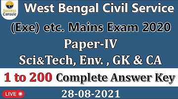 WBCS Mains answer key 2020 || Paper- IV | LIVE Discussion || Complete Answer Key (1-200)