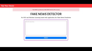 Fake News Detection using Machine Learning Project, Python, Django, Flask, Web App screenshot 2