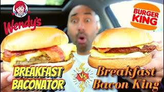 Wendys Baconator vs Burger King Breakfast Bacon King ☀️🍔🥓🍳⚔️🥊