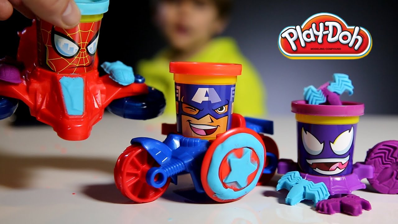 PlayDoh Marvel Super Heroes Captain America, Spider Man, Venom YouTube