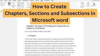 How To Make Chapter,Section And Subsection In Microsoft Word Step By Step Guide