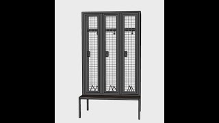 SANYON Metal Wire Mesh Storage Lockers With Sitting Bench 1200mm Width 400mm Bench Height SYL 004