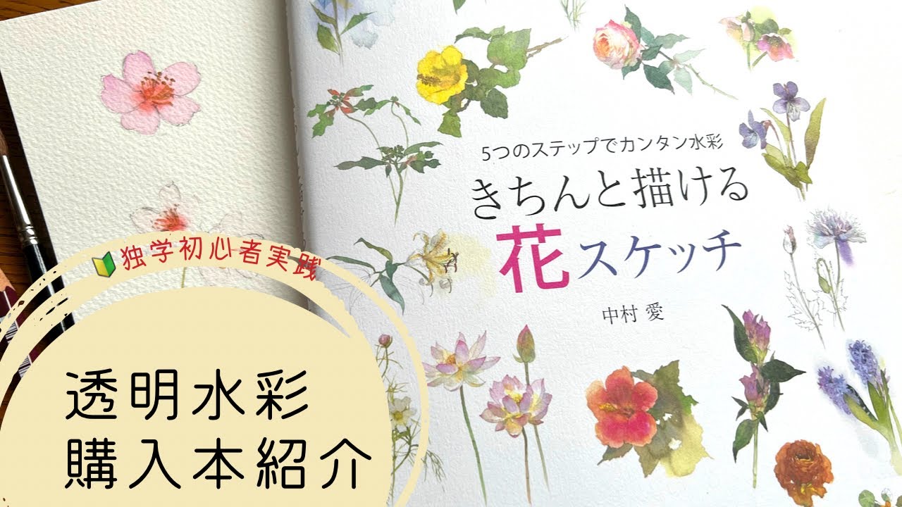 12 [きちんと描ける花スケッチ][中村愛] 購入本紹介と実践 - YouTube