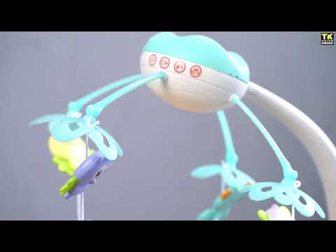 Карусель мобіль на ліжечко, проектор Зоряного неба, пульт д/у, звуки природи, сміх, мелодії, біло-рожевий, видео 2