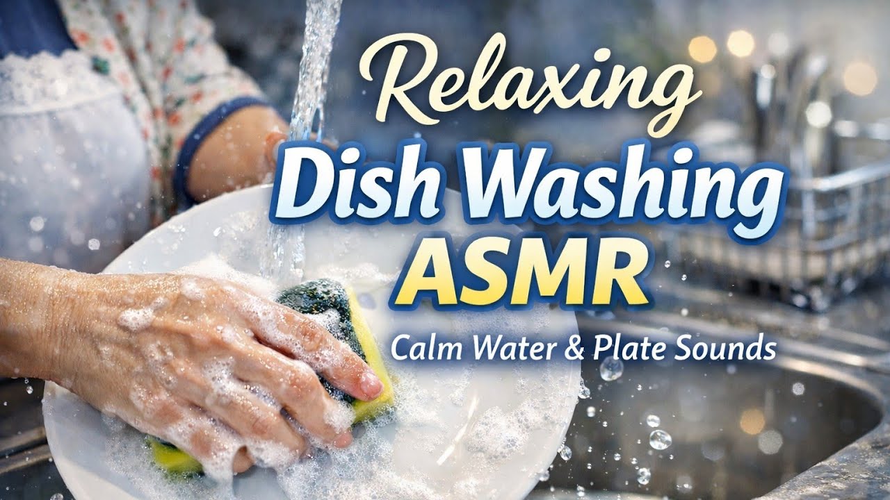 Relaxing Dish Washing ASMR | Calm Water & Plate Sounds (3:41)