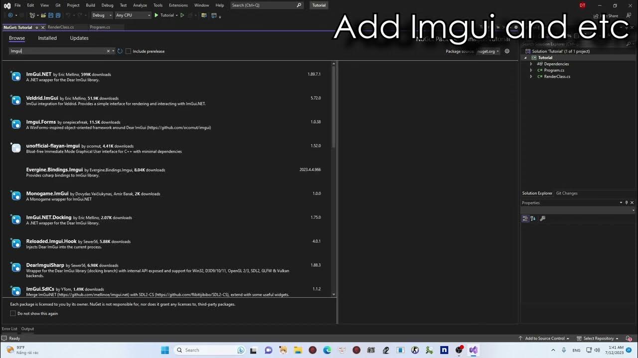 C# Imgui || Part 1: Setup and Hello World - YouTube