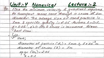 Unit:4 | Design & Construction of Sewer | Numerical | Lecture:2 | Sanitary Engineering | Prashant YT