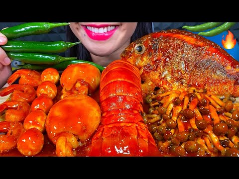 ASMR SPICY SEAFOOD BOIL *makanan laut pedas* 먹방 MUKBANG MASSIVE Eating Sounds