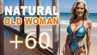 Natural Old Women OVER 60 Elegantly Wasted in A Swimsuit