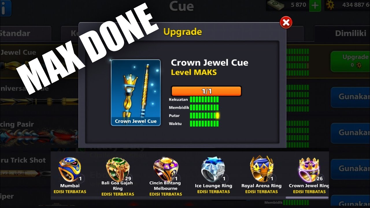 Crown Jewel 8 Ball Pool - Level MAX Done and 26 Rings Completed