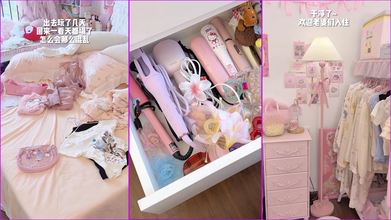 “Pink Paradise Cleanup🎀✨! Bedroom & Vanity Organization”💫pt 4