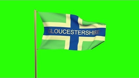 Gloucestershire Flag With Title Waving In The Wind. Looping Sun Rises Style. Ani Stock Animation