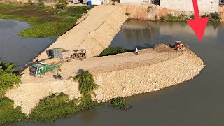 EP03,Incredible Project: Bulldozers laying a New Road and Pushing Soil with a Truck on a Big River