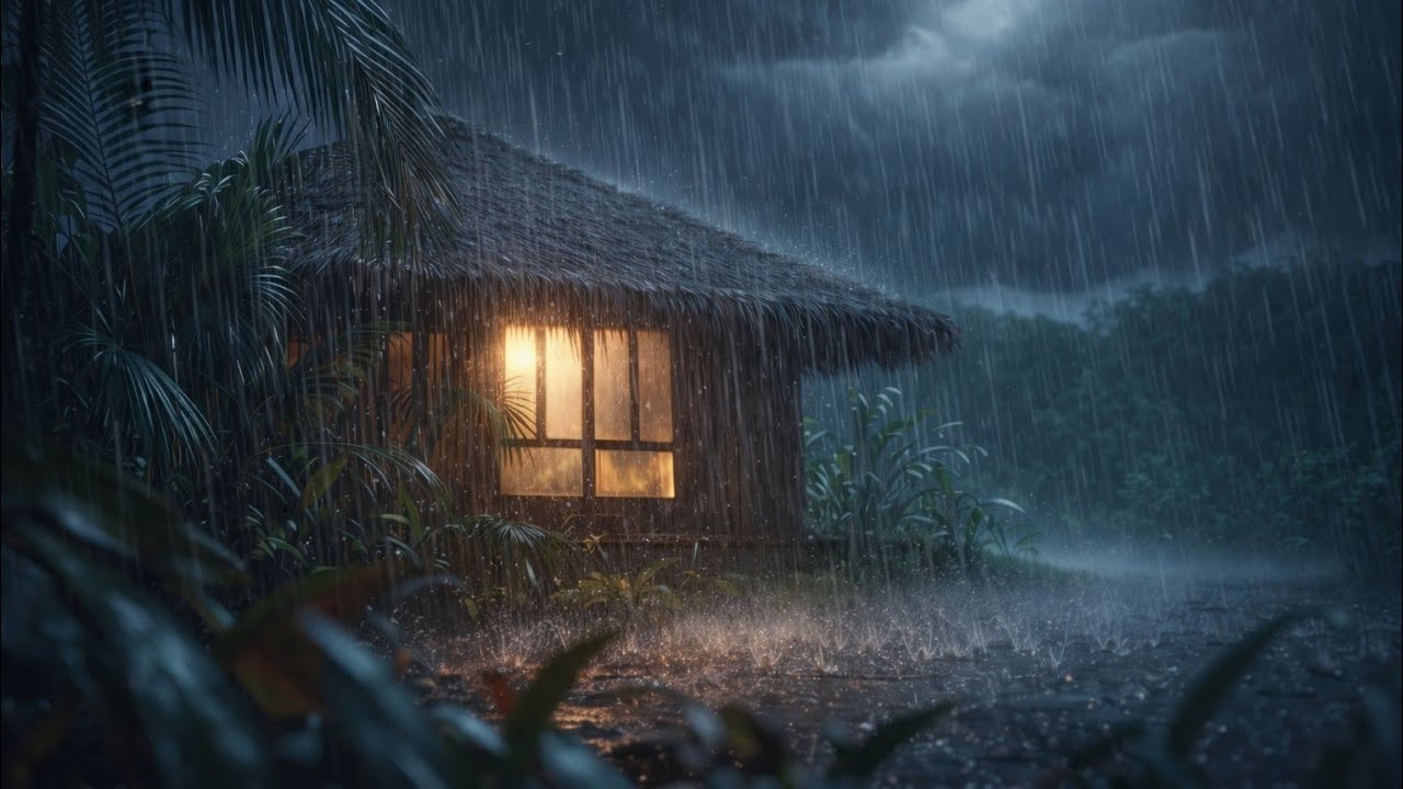 Heavy Rain in a Forest Bungalow 🌧️ Deep Relaxing ASMR for Sleep & Stress Relief