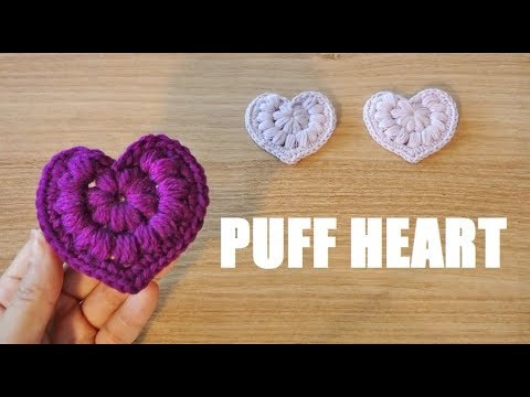 Puff Heart Motif かぎ針編み パフハートモチーフ 洗顔パフに エコたわしに 코바늘 퍼프 하트 모티브 뜨기 Youtube