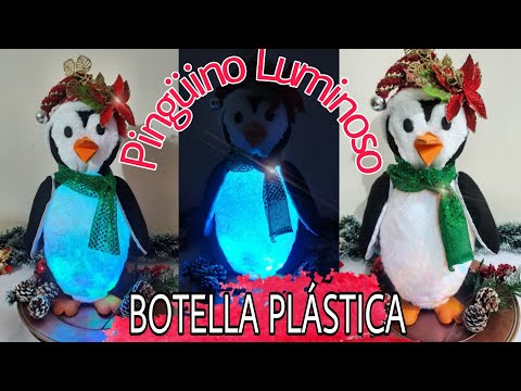 Christmas Light Up Penguin With Plastic Bottle And Recycled Material Step By Step Pet Bottle