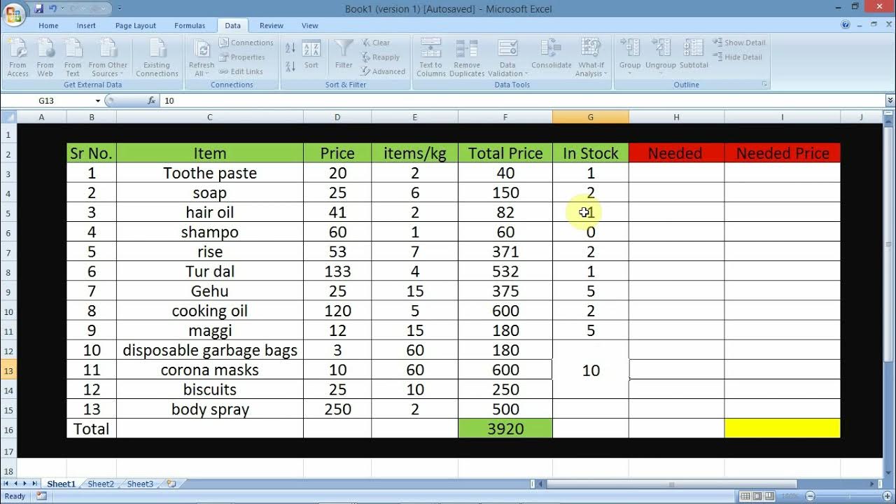 Kirana store bill in excel example YouTube