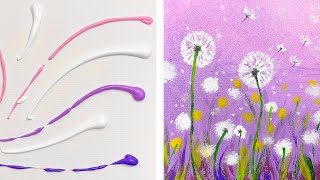 Painting a dandelion field — Easy acrylic painting techniques for beginners