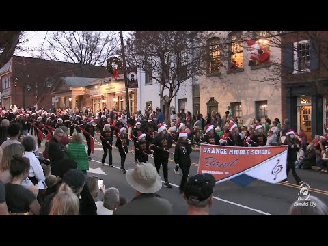 Orange Middle School Band in the 2023 Hillsborough Light Up the Night Holiday Parade