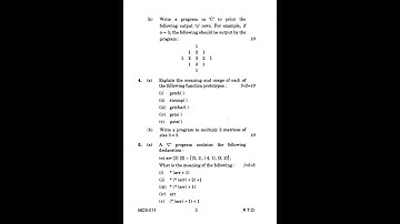 IGNOU |•|(MCS 11) Problem Solving & Programing Question Paper|•|June 2015|•|Own Class room