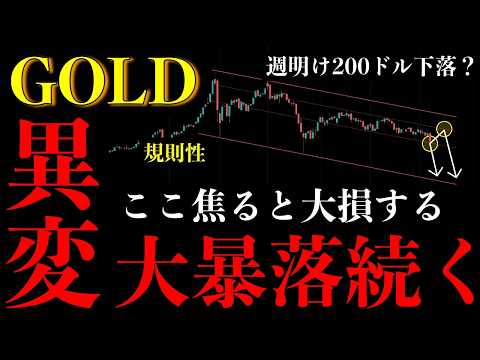 ⚠️ゴールド“大暴落続く”。週明けマズい…規則性が示す“下落の終着点”とは【XAUUSD分析】