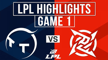 TT vs NIP Highlights Game 1 | LPL 2025 Split 3 | TT Gaming vs Ninjas in Pyjamas