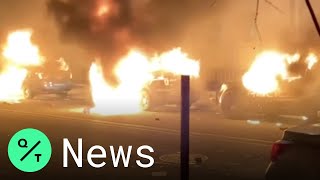 Police Cars Set On Fire in Michigan at George Floyd Protest