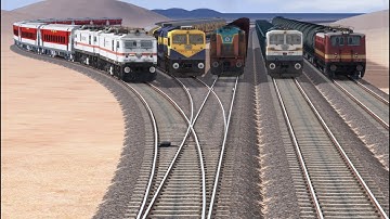 5 TRAINS AT DANGER RAIL TRACK | RISKY RAILROAD CROSSING | TRAIN SIMULATOR