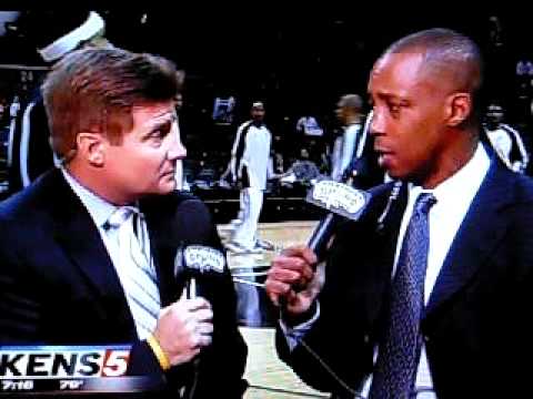 Bruce Bowen and Tim Duncan messing with Sean Elliott during Pre-Game