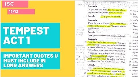 ISC 11/12 TEMPEST ACT 1 QUOTES || LONG ANSWER WRITING