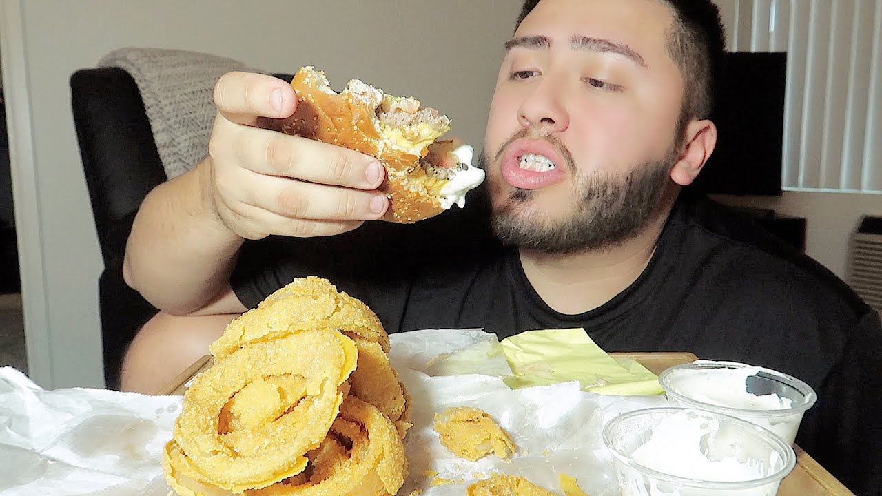 Mukbang: Double CheeseBurger, Onion Rings