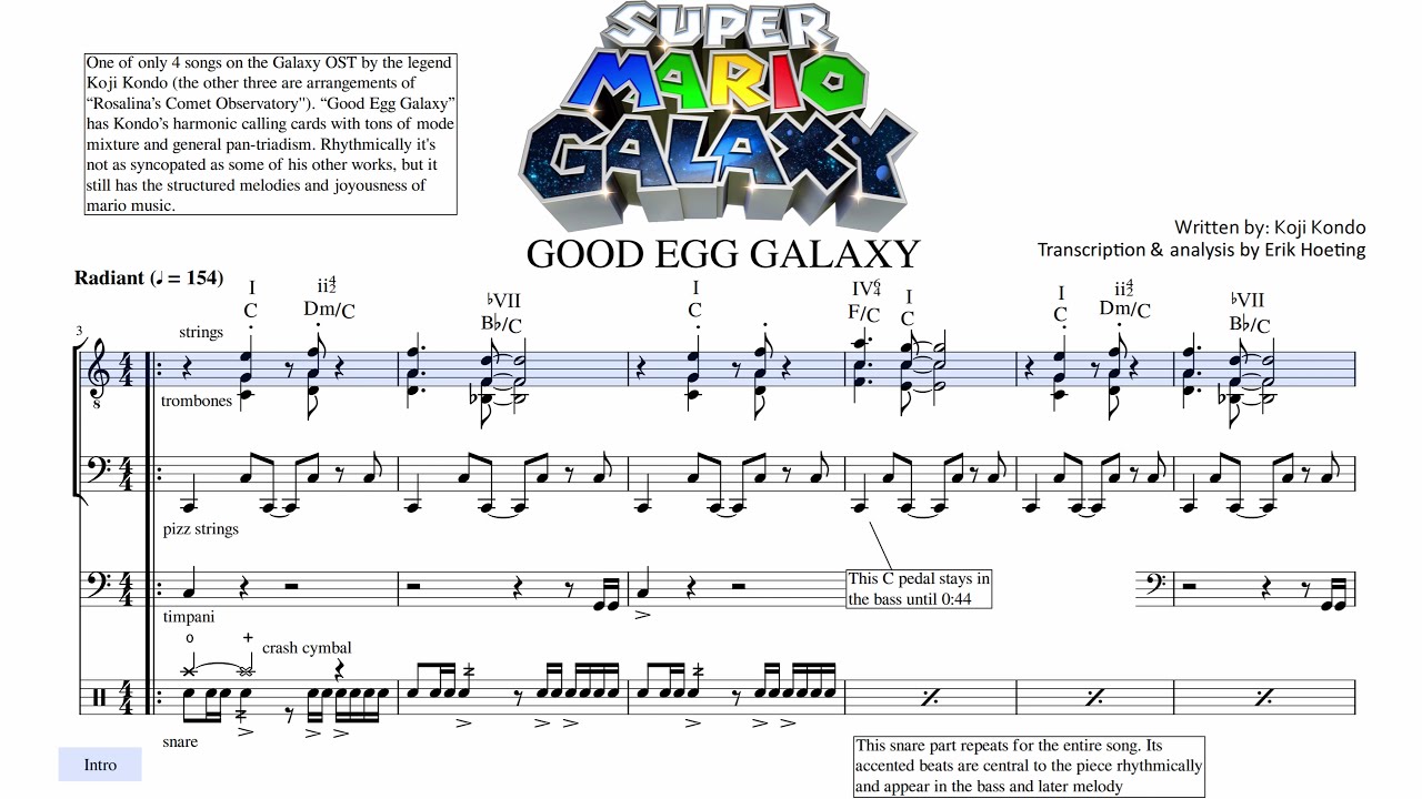 Super Mario Galaxy: "Good Egg Galaxy" - Koji Kondo (Score Transcription & Analysis)