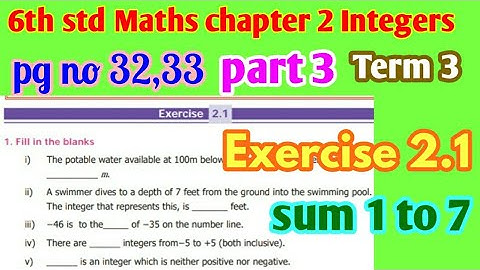 6th std Maths-Term 3-chapter 2 Integers- Exercise 2.1sum(1 to 7)pg no 32,33(part 3)-New syllabus