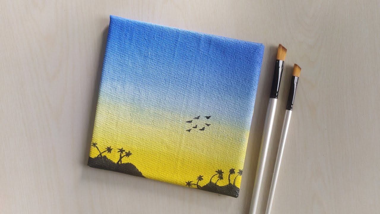 simple sunset scenery painting step by step for beginners | Acrylic Painting