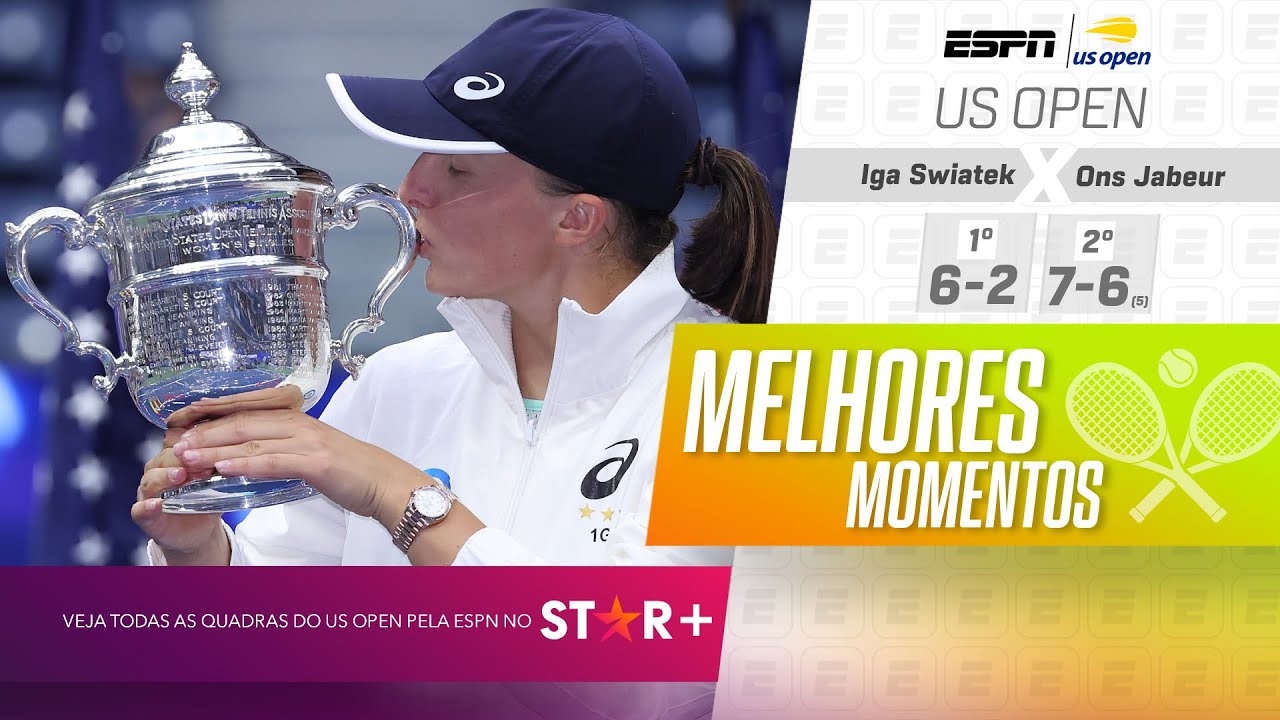 SWIATEK VENCE JABEUR NA FINAL POR 2 SETS A 0 E É CAMPEÃ DO US OPEN 2022 | MELHORES MOMENTOS