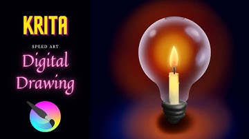 Candle inside a Light-Bulb | Speed painting | Digital arts [Krita Tutorial]