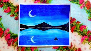 easy landscape night beginners drawing very scenery step